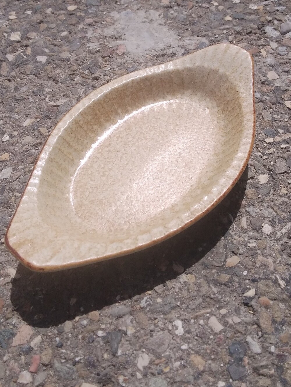 Pottery Craft Vintage Stoneware Oval Dish Gratin Oven Microwave Earthenware